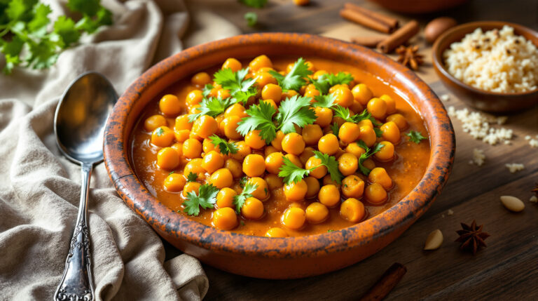 découvrez une recette végétarienne express de curry de pois chiches, pleine de saveurs et facile à préparer pour un repas sain et rapide.