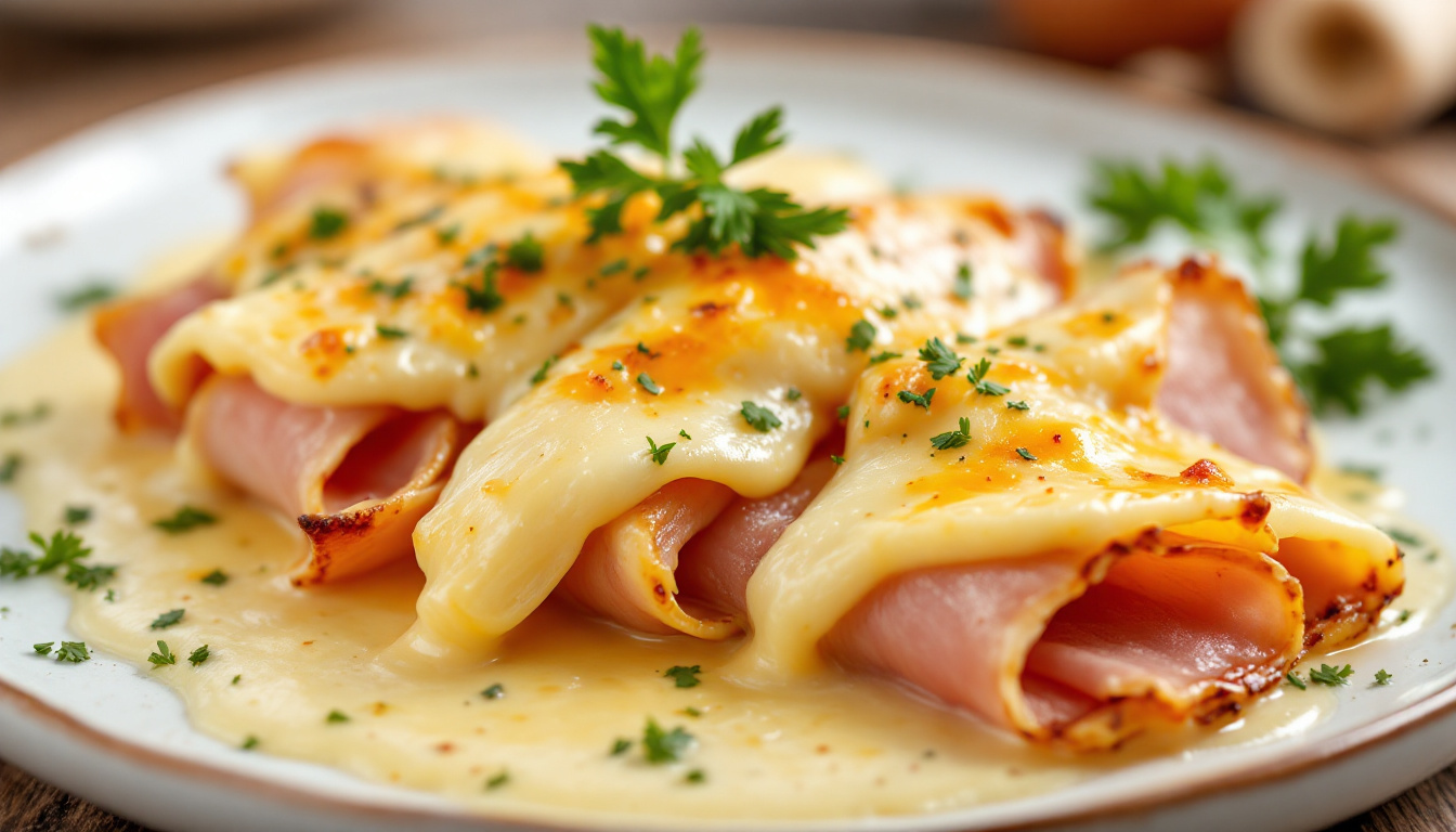 découvrez la recette classique des endives au jambon gratinées à la béchamel, un plat savoureux et réconfortant parfait pour vos repas en famille.