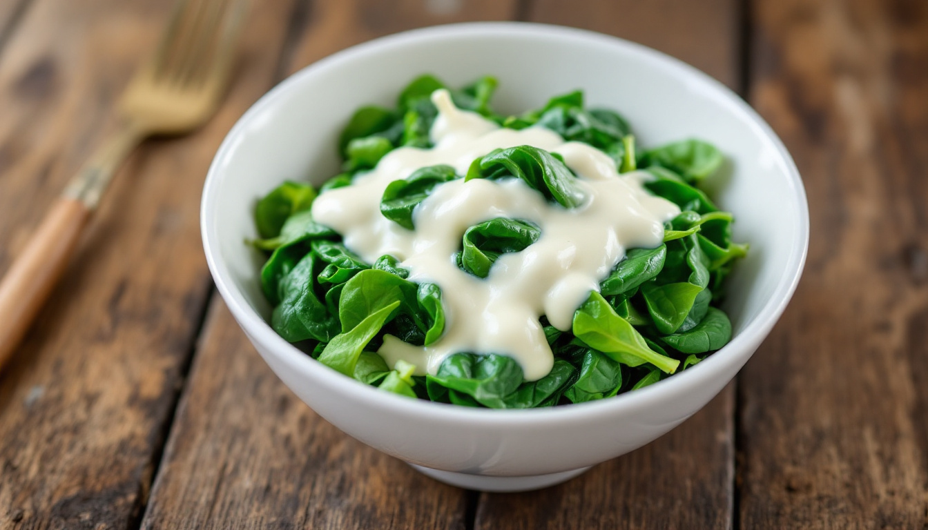 découvrez notre recette simple et rapide d'épinards à la crème fraîche, parfaite pour un accompagnement savoureux et facile à préparer.