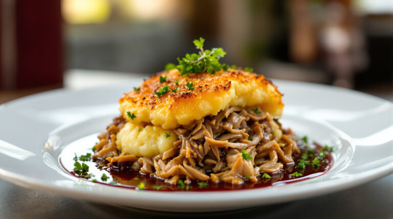 découvrez notre recette gastronomique de hachis parmentier de canard, un plat raffiné alliant saveurs traditionnelles et élégance culinaire pour régaler vos convives.