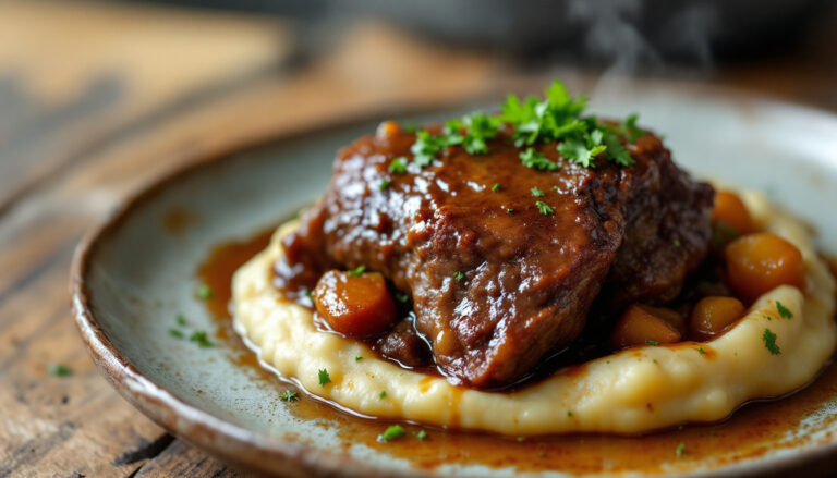 découvrez notre recette de joue de bœuf confite à cuisson lente, pour une viande tendre et savoureuse, idéale pour un repas chaleureux et gourmand.